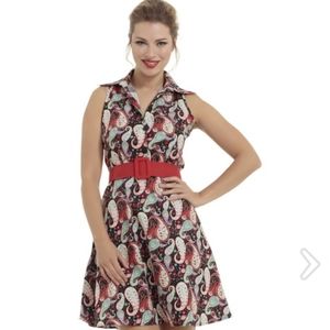 Saranya Vibrant Paisley Pattern Flare Dress/ NWNT